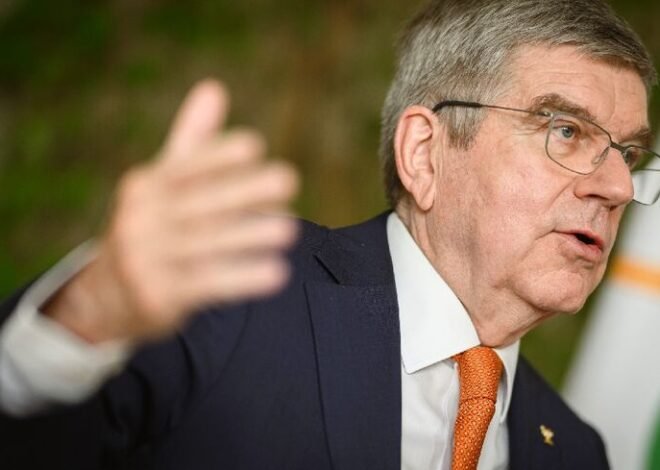 IOC President Thomas Bach says Palestinian athletes will be invited to the Olympics in Paris.